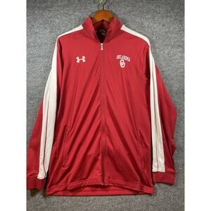 Under Armour Full Zip Jacket Men's M Red Oklahoma Sooners Logo NCAA Football